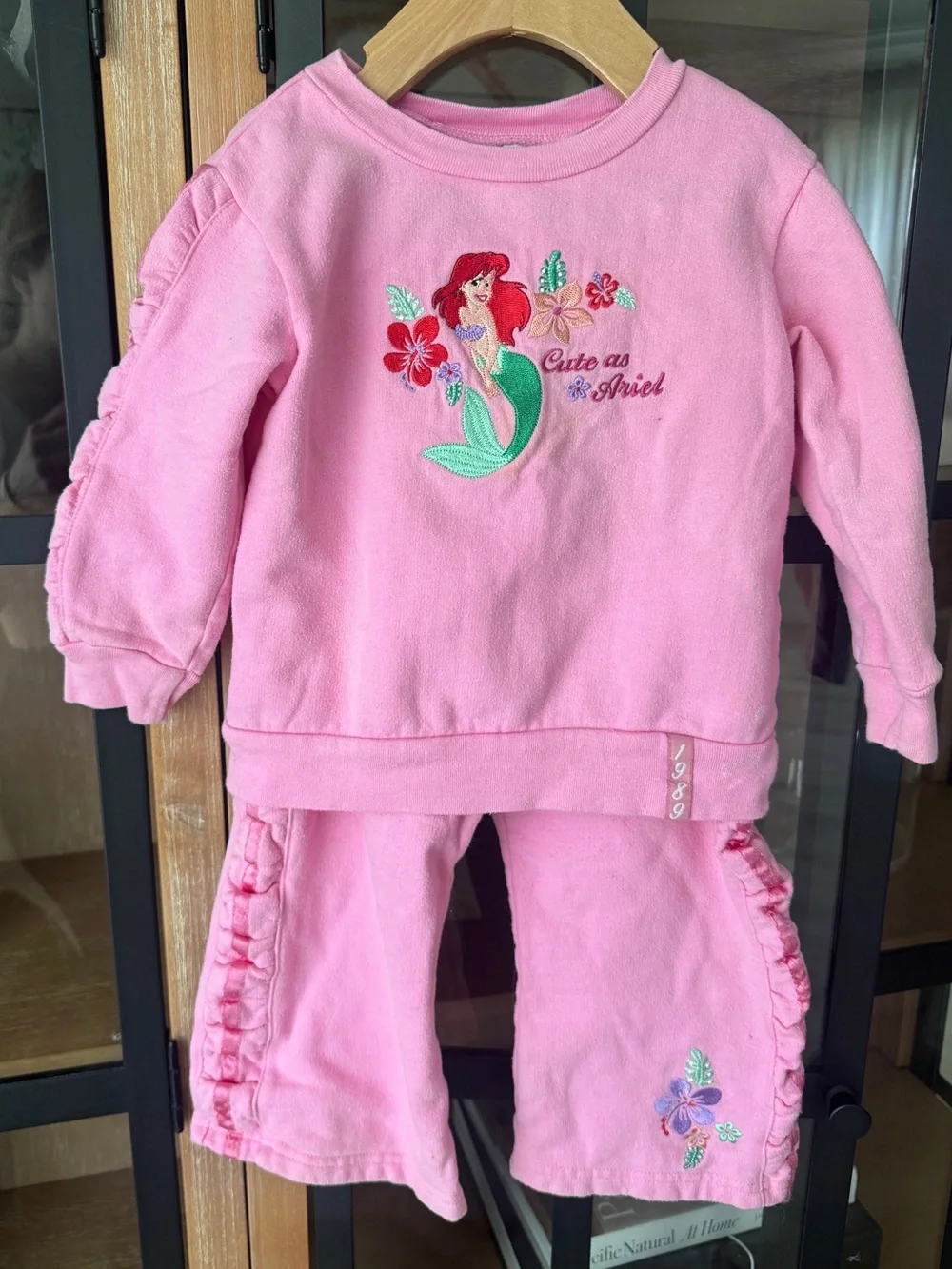 Vintage 90s Disney The Little Mermaid Ariel set embroidered sweatshirt pants y2k